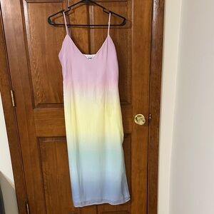 BB Dakota by Steve Madden Pink Yellow Blue Ombre Midi Slip Dress